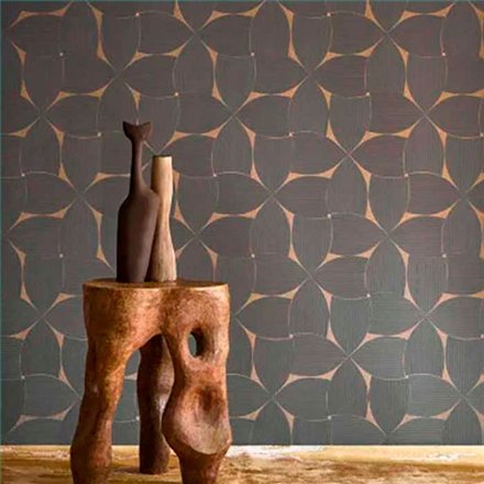 Ref.78130610 estancia decorada con mosaico pétalos Ocre y fondo Topo, striato texturas