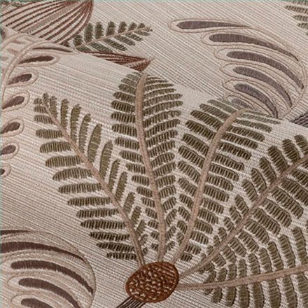 Ref.78180100 vista de ambiente, racines: fondo Beige con detalles en Verde y Marrón, motivo palmeras art déco