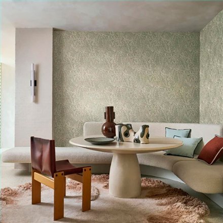 Ref.78201222 ambiente hojas tropicales racines, fondo Verde con detalles en Beige, motivo hojas tropicales