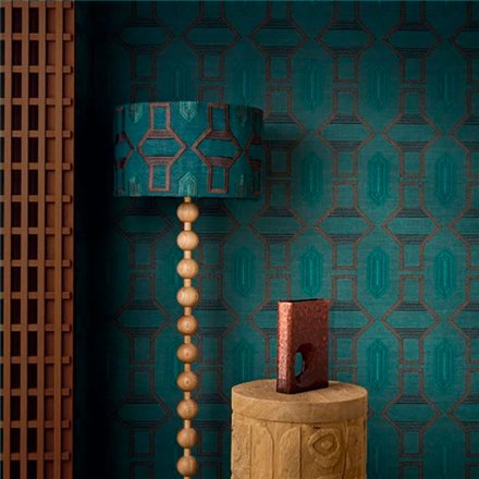 Ref.78190814 estancia decorada con mosaico art déco Marrón y fondo Verde, racines