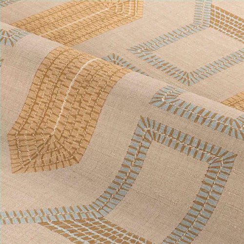 Ref.78190610 estancia decorada con mosaico art déco Ocre y Azul y fondo Beige, racines