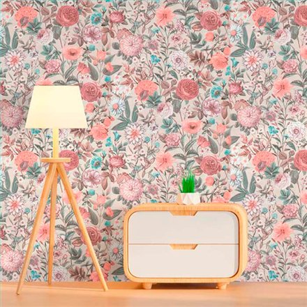 Ref.21103 foto de ambiente flores acuarela silva essence fondo Topo con Multicolor
