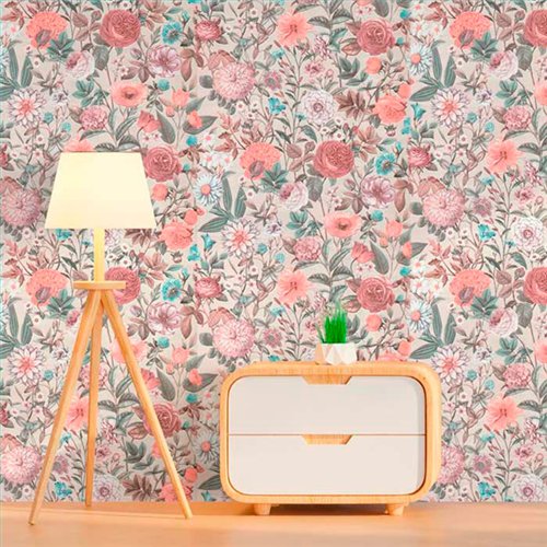 Ref.21103 foto de ambiente flores acuarela silva essence fondo Topo con Multicolor