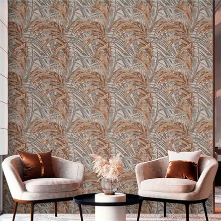 Ref.21142 foto de ambiente hojas eucalipto silva essence fondo Topo con Gris y Marrón