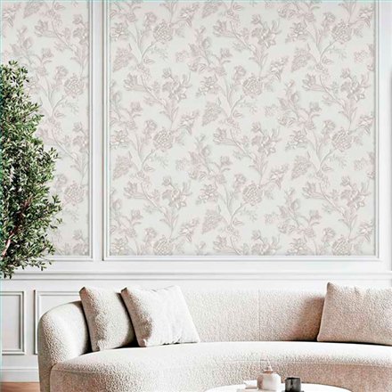 Ref.21116 ambiente con silva essence flores grabado Dorado sobre fondo Topo
