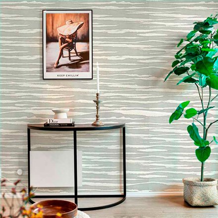 Ref.21125 estancia decorada con rayas Beige y fondo Topo, silva essence