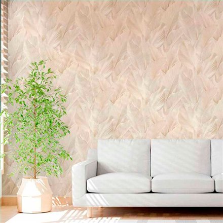 Ref.13302 papel pintado tahiti hojas tropicales de color Beige