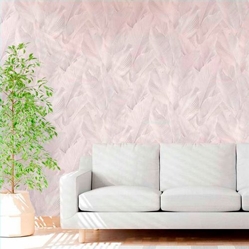 Ref.13301 papel pintado tahiti hojas tropicales Topo con fondo Blanco Roto