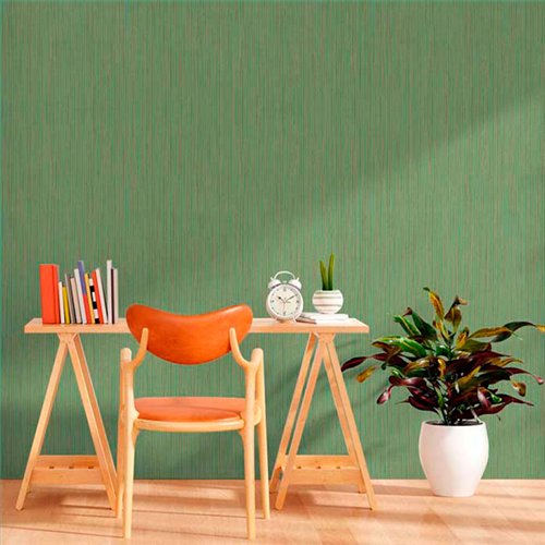 Ref.13341 papel pintado tahiti rayas finas Beige con fondo Verde
