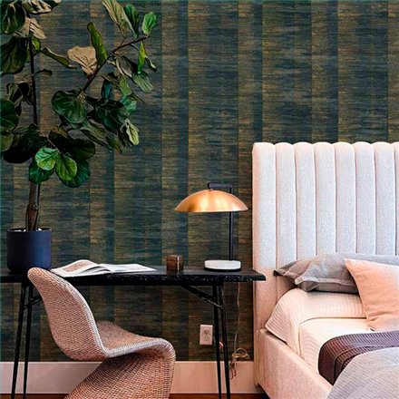Ref.13323 papel pintado tahiti rayas Dorado sobre Negro