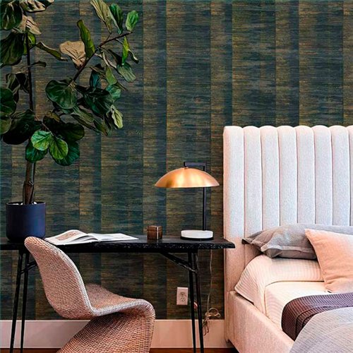 Ref.13323 papel pintado tahiti rayas Dorado sobre Negro