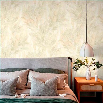 Ref.13346 papel pintado tahiti follaje tropical colores Topo, fondo Beige