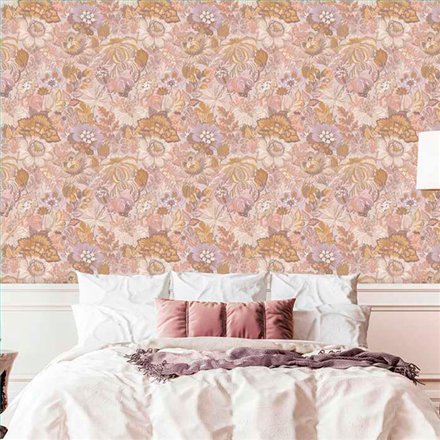 Ref.13359 papel pintado tahiti flores menudas Multicolor sobre fondo Beige