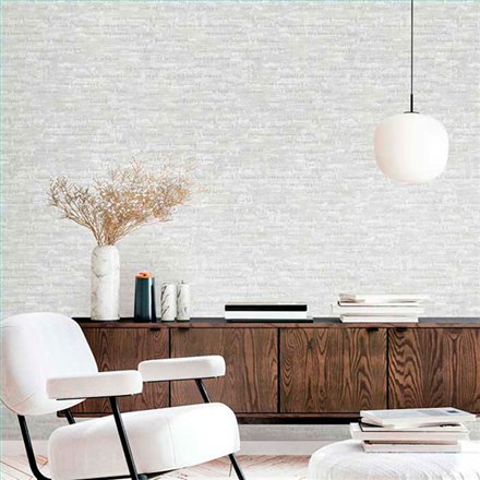 Ref.13364 papel pintado tahiti textura en Blanco Roto sobre Topo