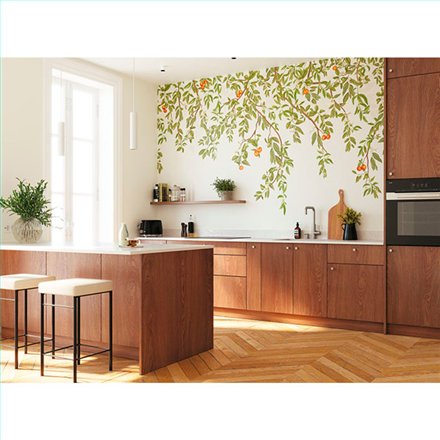 Ref.WDWT202257207NW ambiente real de ramas con frutos wonderwalls 3, en tono Multicolor