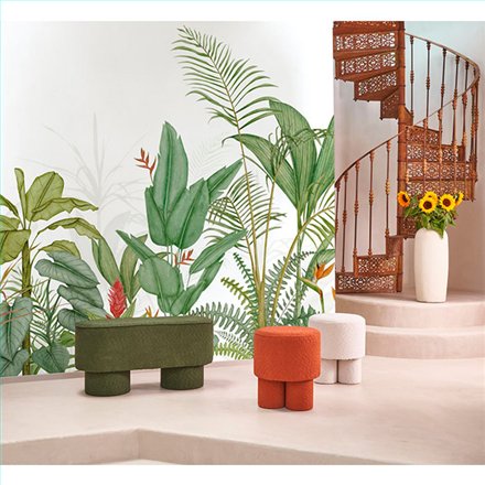 Ref.WDWT202337207NW ambiente con wonderwalls 3 selva tropical Multicolor sobre fondo Blanco Roto