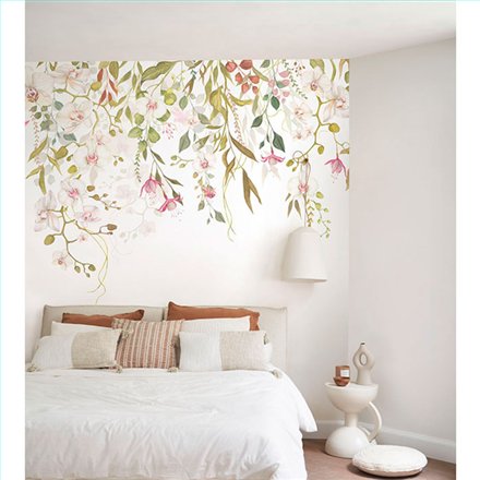Ref.WDWT202167007NW estancia decorada con ramas florales Multicolor y fondo Blanco Roto, wonderwalls 3