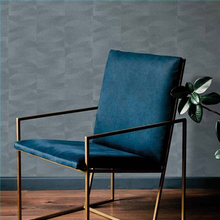 Ref.TN29025 estancia decorada con ondas facetadas Gris y fondo Azul, terra nova