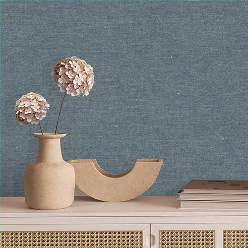 Ref.TN29011 ambiente con terra nova liso Gris sobre fondo Azul