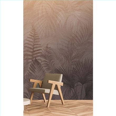 Ref.TND29098 estancia decorada con hojas tropicales Marrón y Beige y fondo Caldera, terra nova