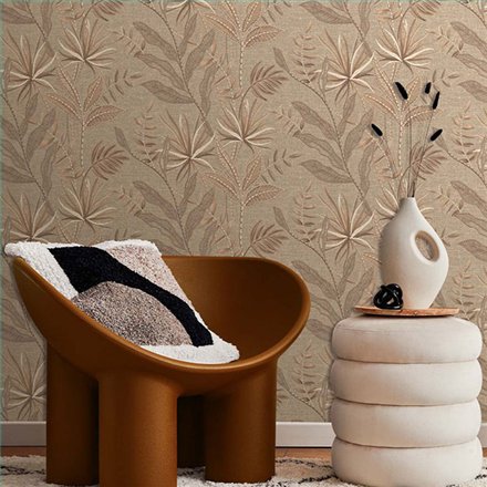 Ref.TN29081 ambiente con terra nova liso Beige sobre fondo Marrón