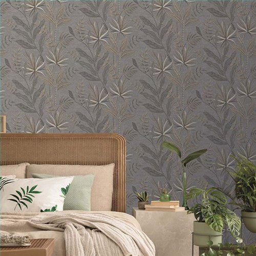 Ref.TN29084 ambiente con terra nova geométrico círculos Marrón, Topo y Ocre sobre fondo Gris