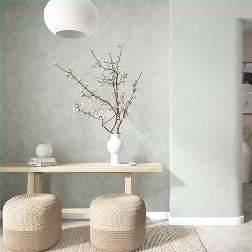Ref.SILE-012 ambiente con silence estuco cemento en tono Topo