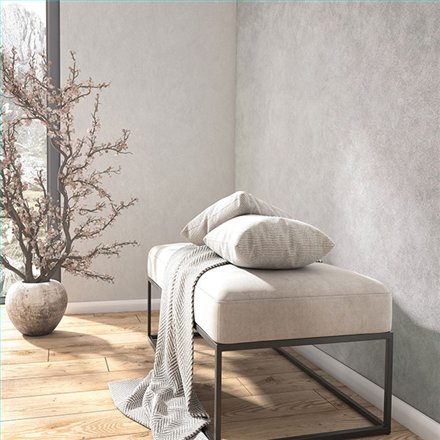 Ref.SILE-018 estancia decorada con estuco cemento en Gris, silence