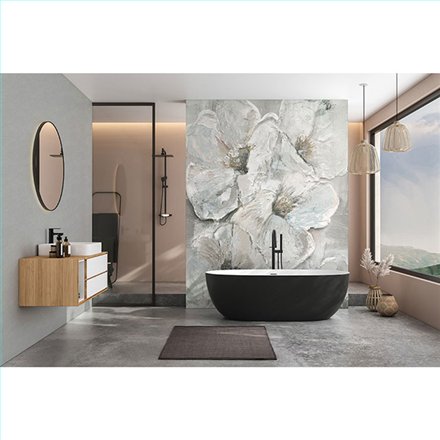 Ref.SILE-047 ambiente con silence mural flores óleo acabado Multicolor