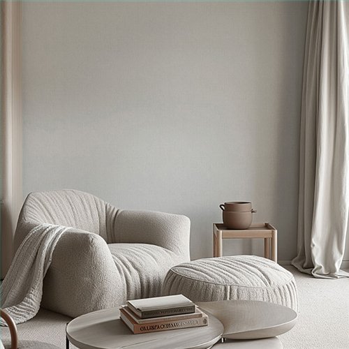 Ref.NATU-031 ambiente real de rayado seda natura, en Gris