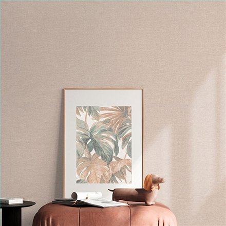 Ref.NATU-070 estancia decorada con liso lino Salmón y fondo Beige, natura