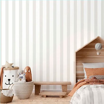 Ref.MG1807 ambiente real de rayas anchas magic, sobre fondo Blanco en tonos Beige