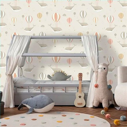 Ref.MG6207 ambiente con magic ballenas y globos Multicolor sobre fondo Beige
