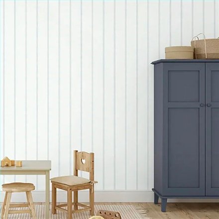 Ref.MG5711 ambiente real de rayas dobles magic, sobre fondo Beige en tonos Azul