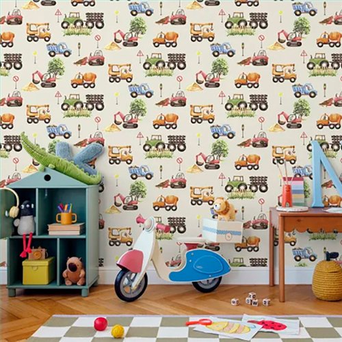 Ref.MG6907 ambiente real de vehículos de obra magic, sobre fondo Beige en tonos Multicolor