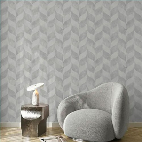 Ref.LR2409 estancia decorada con ondas geométricas Topo y fondo Gris, lirico