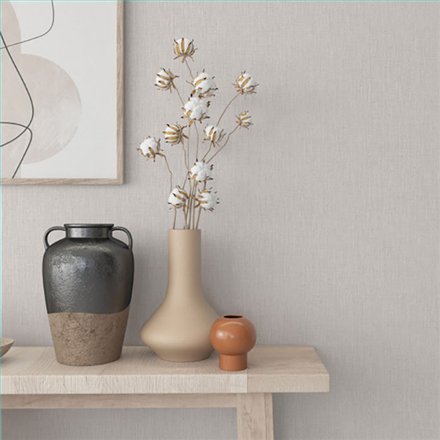 Ref.SP3963 estancia decorada con liso lino Blanco Roto y fondo Topo, supreme