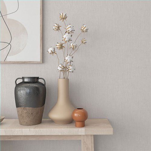 Ref.SP3963 estancia decorada con liso lino Blanco Roto y fondo Topo, supreme