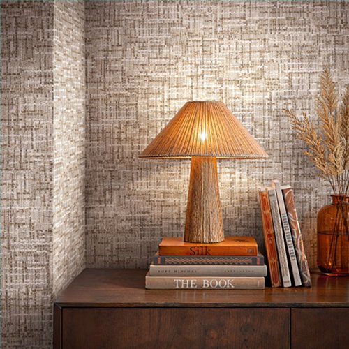 Ref.SP7030 estancia decorada con efecto tweed Blanco y Marrón y fondo Beige, supreme