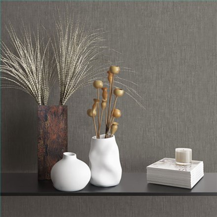 Ref.SP3330 ambiente con supreme liso lino Gris sobre fondo Topo