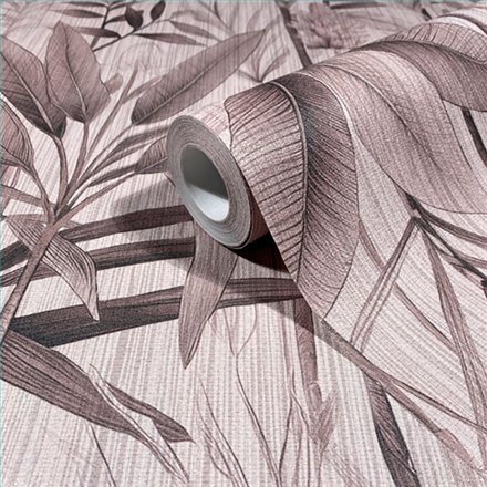 Ref.SP9064 estancia decorada con selva botánica Beige y Marrón y fondo Topo, supreme