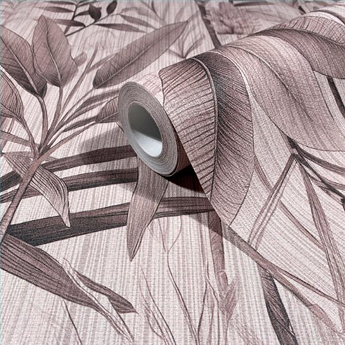 Ref.SP9064 estancia decorada con selva botánica Beige y Marrón y fondo Topo, supreme