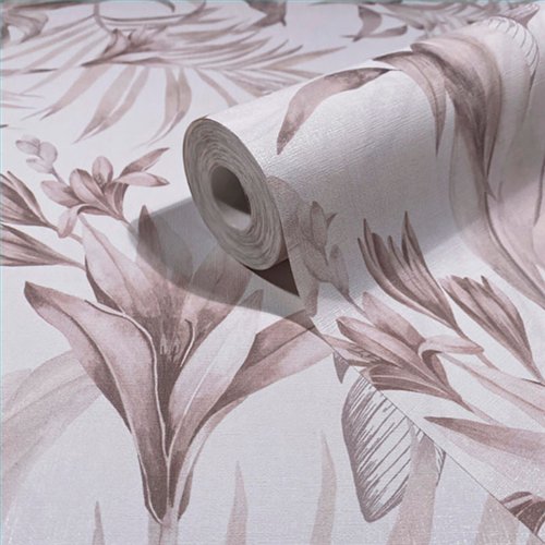 Ref.SP9052 estancia decorada con jungla acuarela Marrón y Topo y fondo Beige, supreme