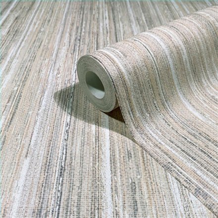 Ref.SP9047 ambiente con supreme vetas verticales Topo, Gris y Blanco Roto sobre fondo Beige