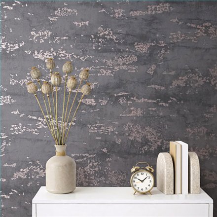 Ref.SP2573 ambiente real de estuco envejecido supreme, sobre fondo Gris en tonos Bronce