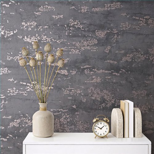 Ref.SP2573 ambiente real de estuco envejecido supreme, sobre fondo Gris en tonos Bronce