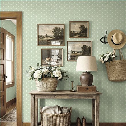 Ref.LB52104 foto de ambiente ramito block dolly mixtures fondo Verde con Blanco Roto