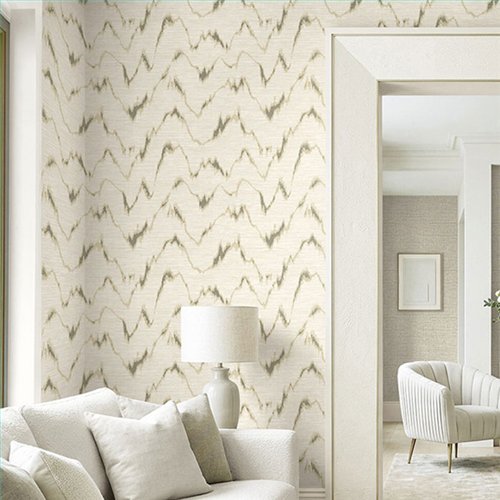 Ref.EW50408 ambiente con white accents ikat Beige, Marrón y Dorado sobre fondo Blanco Roto