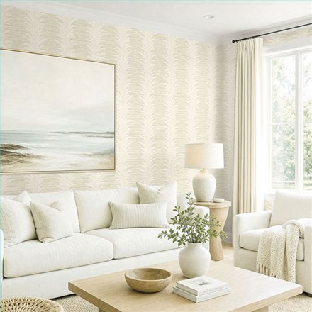 Ref.EW50705 ambiente con white accents hojas verticales Blanco Roto sobre fondo Beige