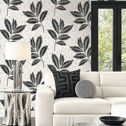 Ref.EW51900 ambiente real de helechos sobre corcho white accents, sobre fondo Blanco Roto en tonos Negro y Cobre